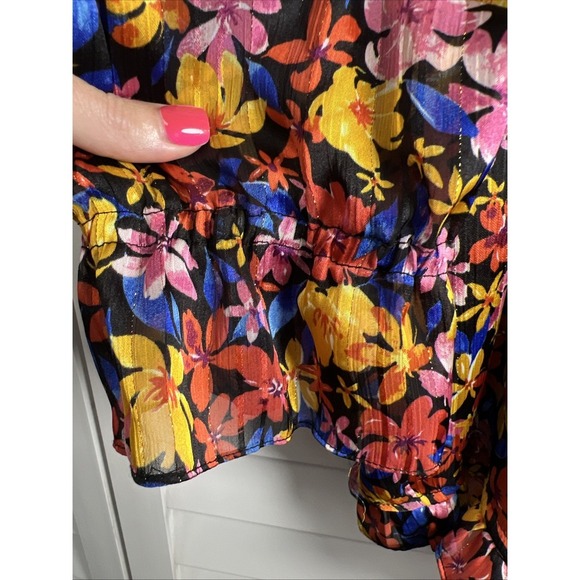 Skies Are Blue Floral Balloon Sleeve Ruffle Top Women's Size Large NWT - Picture 6 of 12